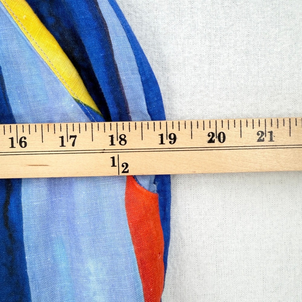MARA HOFFMAN Rainbow Stripe Wide Leg Pants Women 4 Linen Tie Waist High Rise - Picture 12 of 15